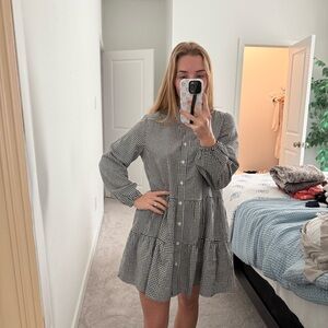 Classic Black and White Gingham Dress SHEIN